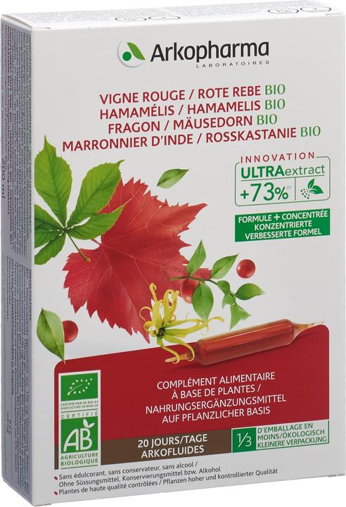 Immagine prodotto Arkopharma Arkofluide Bio Rote Rebe Hamamelis Mäusedorn Rosskastanie (20 Pezzo/i, Fiala, 367 g)