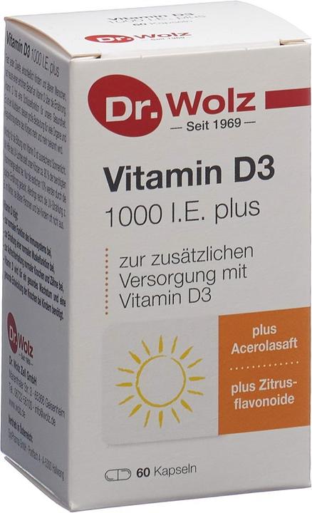 Produktbild Dr. Wolz Vitamin D3 1000 I.E. plus Kapsel (60 Stück, Kapseln, 105 g)