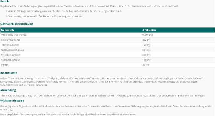 Nährwerte und Zutaten PiLeJe RFx Kautablette (20 Stück, Tabletten, 48 g)
