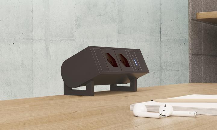 Actual product image IB Connect SUPRA sockets. anodised. 2x Type 13 1x USB-A/C 1x RJ45 1x HDMI +Halt. (2 x, RJ45, Type 13, HDMI, USB, 0.30 m)
