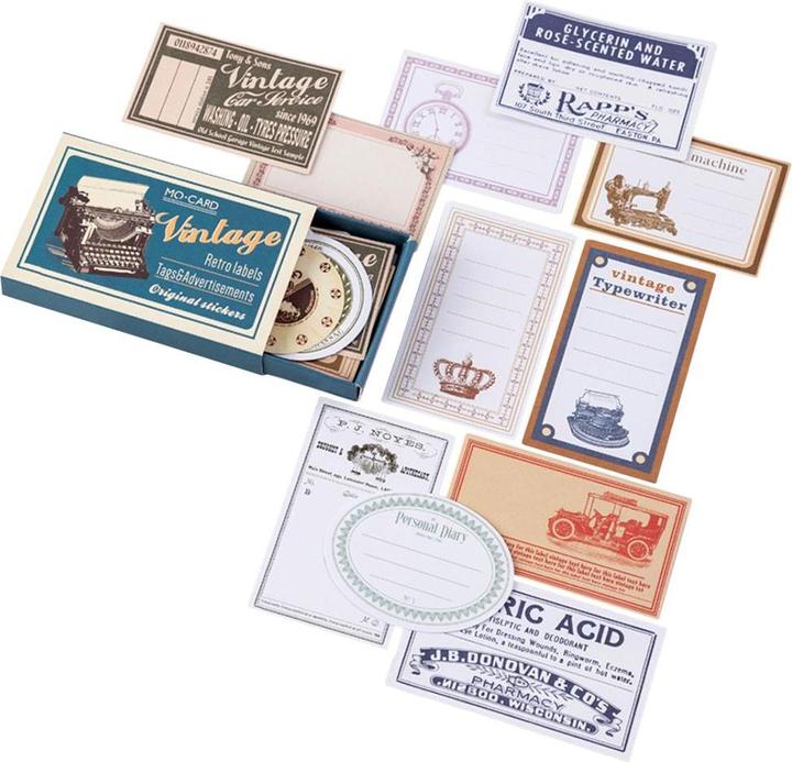 Actual product image JTI 60x sticker labels in box, vintage - No. 2