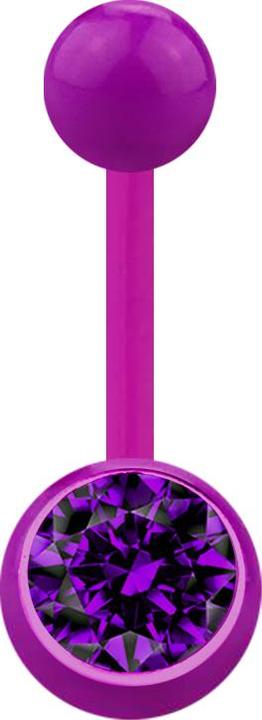 Produktbild Star Piercing Banane violett mit Kugel und Kugel Kristall violett (Acryl, ohne Messing)