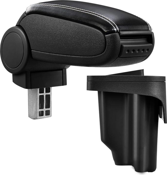 Image du produit Pro-Tec Accoudoir central BMW E46 avec compartiment de rangement en similicuir noir avec coutures blanches