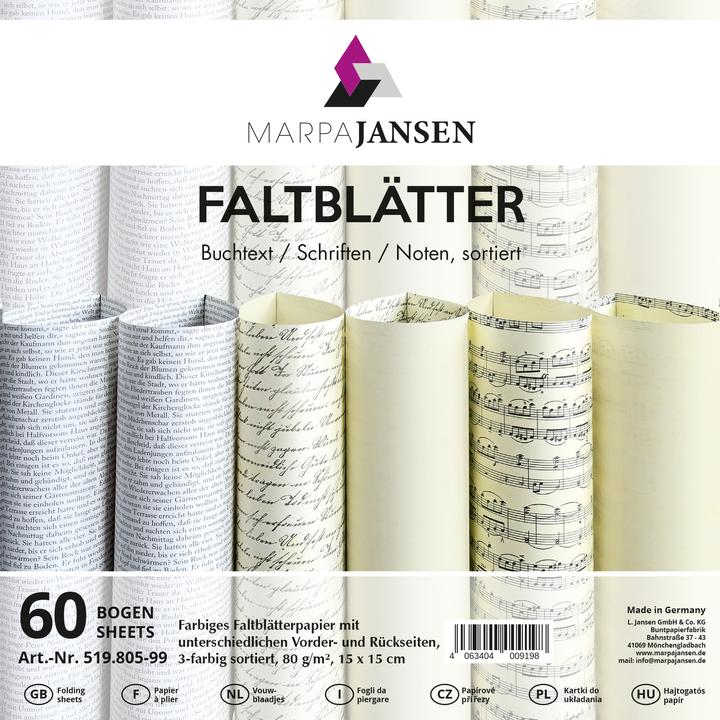 Image du produit MarpaJansen Dépliants "Texte et notes", 15 x 15 cm, 60 feuilles (80 g/m², 60 x)