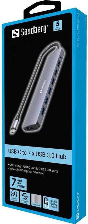 Produktbild Sandberg USB-C, to 7 x USB 3.0, Hub (USB-C, 7 Ports)