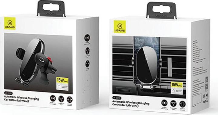 Actual product image Usams Uchwyt indukcyjny US-CD132 15W Automatic do kratki went. czarny/black CD132ZJ01