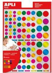 Actual product image Apli Stickers "Round", on sheet, metallic paper colours, permanent, 6 sheets, 104 stickers per sheet