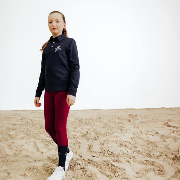 Actual product image Fouganza Kids' Horse Riding Warm Jodhpurs 100 - Purple/Cherry (146)