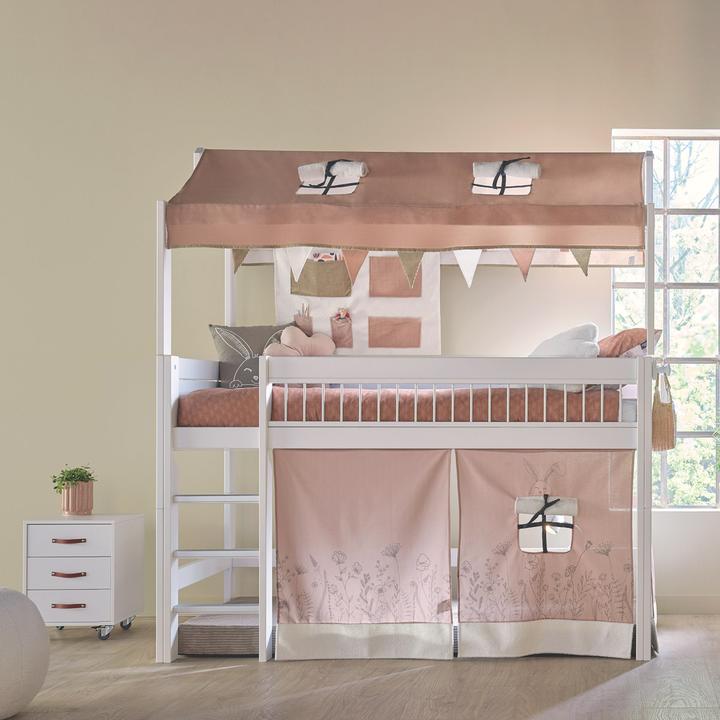 Lifetime Kidsrooms 4 in 1 half-high bed with fabric canopy, Happy Rabbit KOMBO 1with standard slatted frame