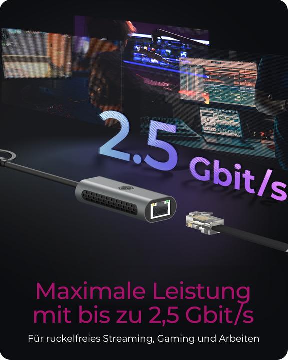 Actual product image Icy Box IB-LAN301-C3 (USB-C, USB, RJ45 2.5 Gigabit Ethernet (1x))