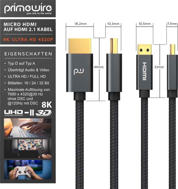 Immagine prodotto Primewire Micro HDMI – HDMI (1.50 m, HDMI)