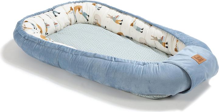 Produktbild La Millou Babynest |Premium Baumwolle-Velvet|Inklusiv Sleepy Pig Kissen |Heart Beat Blue