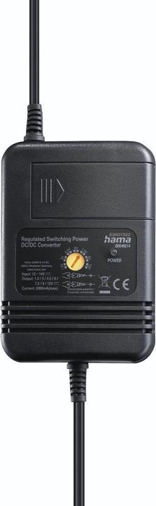 Hama Netzteil für Kfz, einstellbar, 2000mA, 24W, max. 12V, stabilis., 8 Adapter