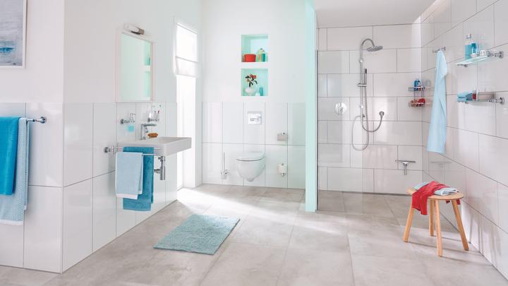 Actual product image tesa LOXX bath towel rail with two arms incl. adhesive solution without drilling