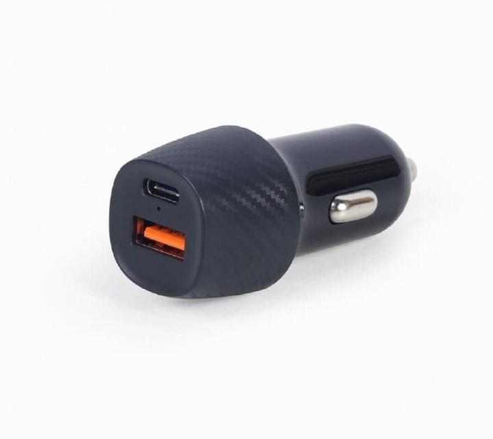 Produktbild Gembird 2-Port-USB-Auto-Schnellladegerät, Typ-C PD, 18 W, schwarz