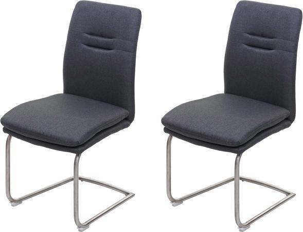 Image du produit Swisshandel24 2x chaise de salle à manger HWC-H70, chaise de cuisine à piétement luge, tissu/textile, inox brossé
