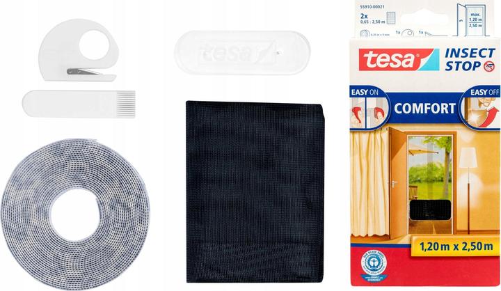 Actual product image tesa Insect screen COMFORT for windows, with Velcro tape, self-adhesive, without drilling (120 x 250 cm)