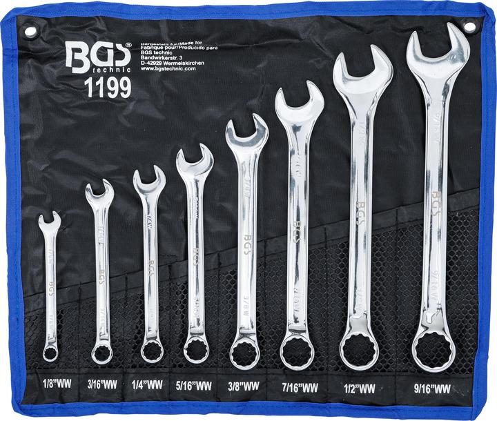 Image du produit BGS Jeu de clés mixtes en pouce 1/8" - 9/16" Withworth 8 pièces