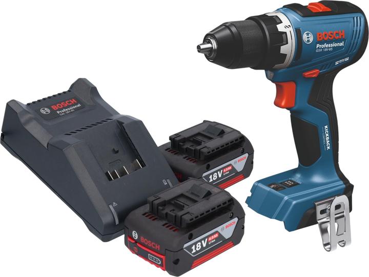 Actual product image Bosch Professional Bosch GSB 18V-65 Professional Akku Schlagbohrschrauber 18 V 65 Nm Brushless + 2x Akku 4,0 Ah + (Without external power source)