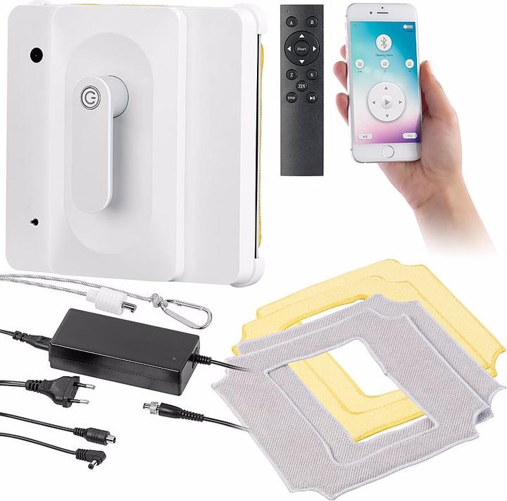 Produktbild Sichler 2 mal Profi-Fensterputz-Roboter PR-040 mit Bluetooth, App & Sicherungs-Seil