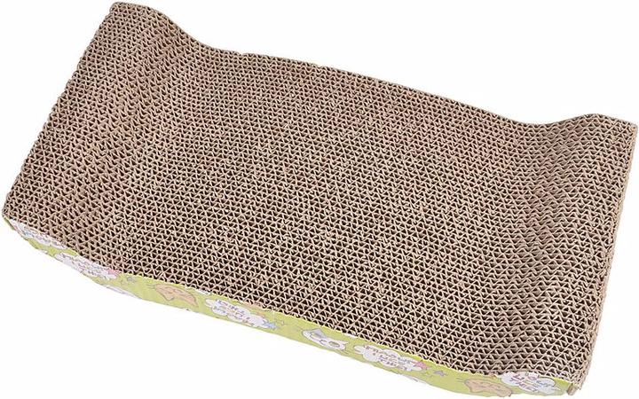 Actual product image Natura Punto Cat scratching post made of layered cardboard, 43 x 22 x 8.8 cm (8.80 cm, Brown, Colourful on the front)