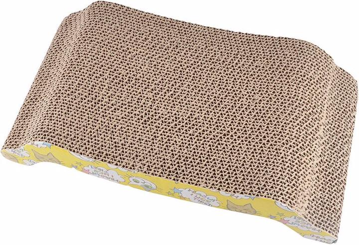 Actual product image Natura Punto Cat scratching post made of layered cardboard, 43 x 22 x 8.8 cm (8.80 cm, Brown, Colourful on the front)