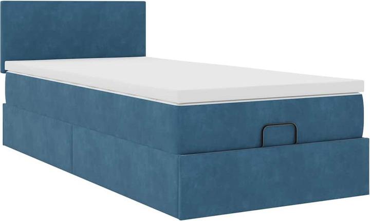 Produktbild VidaXL Ottoman-Bett mit Matratze Dunkelblau 90x200 cm Samt (90 x 200 cm)