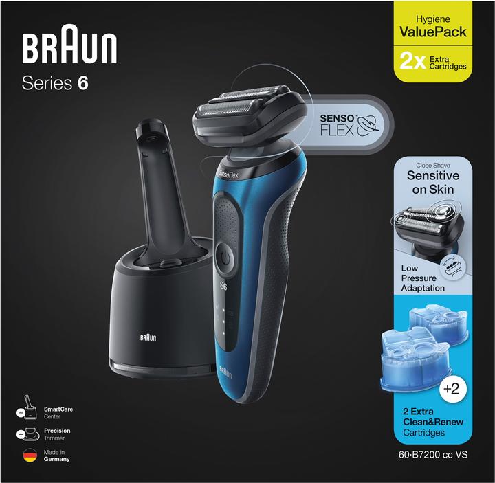 Produktbild Braun Series 6 60-B7200cc Elektrorasierer – Reinigungsstation, Präzisionstrimmer