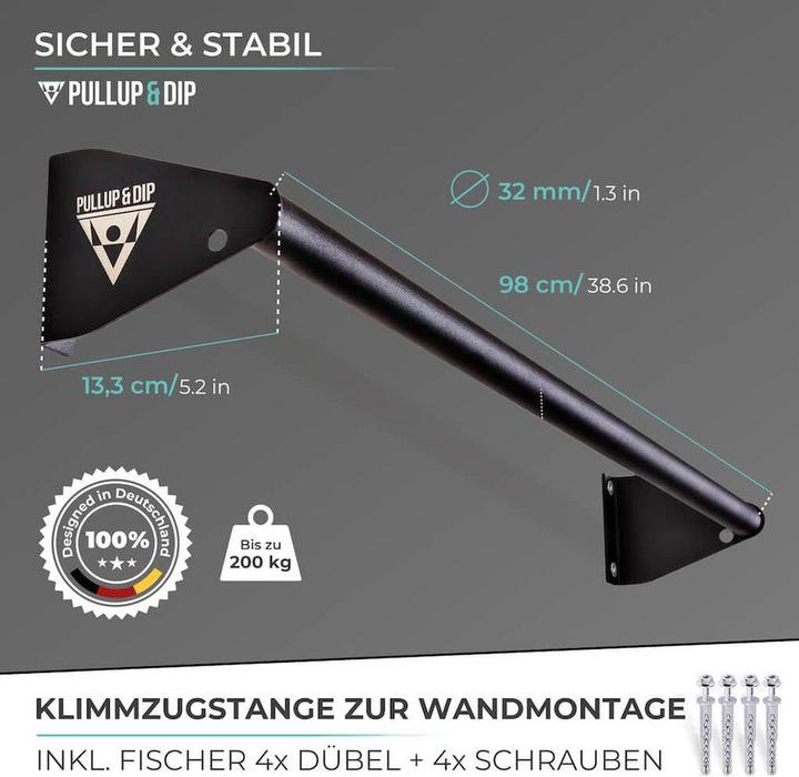 Produktbild Pullup & Dip Klimmzugstange zur Wandmontage über dem Türrahmen