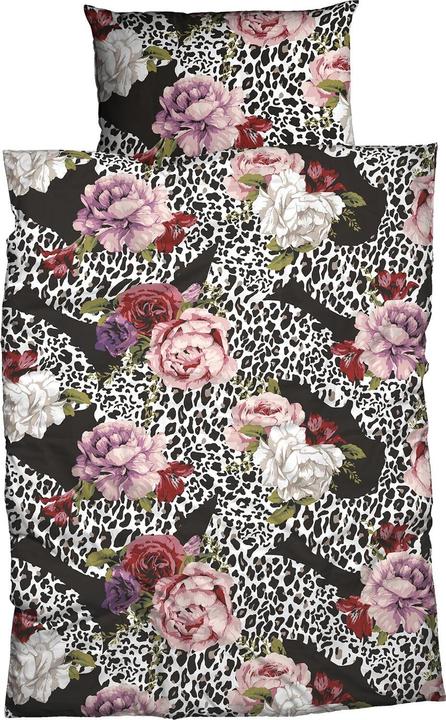 Produktbild Casatex Satin Bettwäsche Neldy schwarz-rose (Bettwäsche Set, 135x200 cm + 80x80 cm)