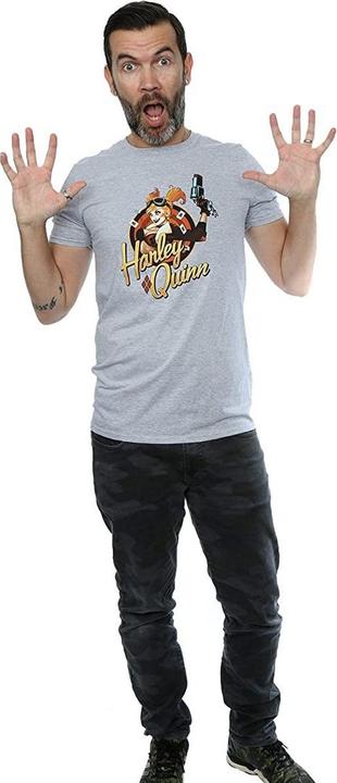 Actual product image Universal Textiles Mens Harley Quinn Badge Heather T-Shirt (S)