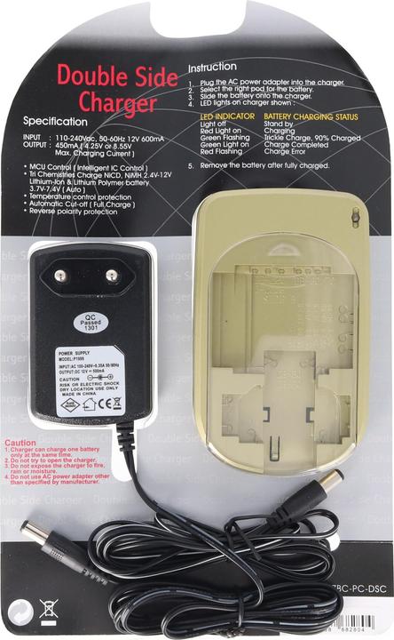 Produktbild AccuCell Double-side charger für Digital-Kamera und Camcorder Li-ion Akku, PEN, RIC, Sanyo (Kamera Akku Ladegerät)