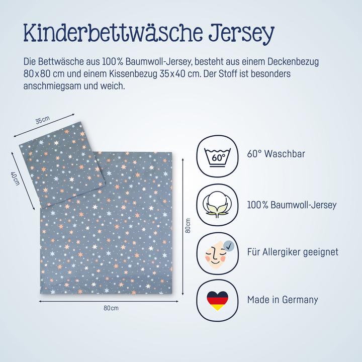 Image du produit Julius Zöllner Jersey linge de lit - 80/80+35/40 - Shiny Stars