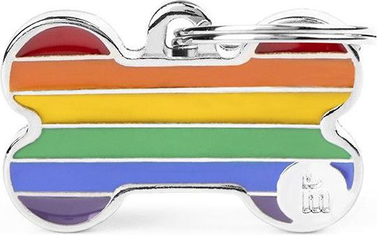 Actual product image Myfamily Bone Rainbow ID dog tag, 3.8x2.4cm (1 pc)