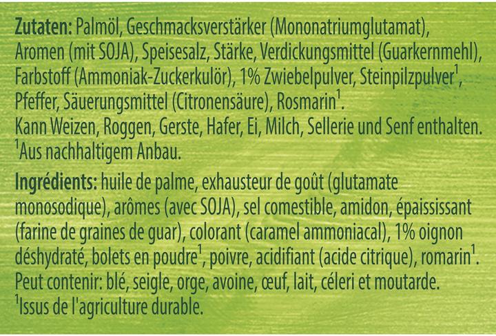 Valeurs nutritives et ingrédients Knorr Sauce claire barre de cubes, idéale pour le portionnement, pour la soupe & les sauces (93 g)