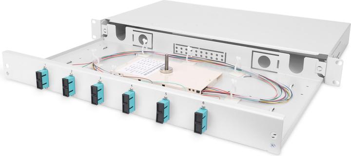 Actual product image Digitus Extendable fiber optic - splice box 1U Equipped 6x SC duplex incl. M 25 screw splice cassette F...