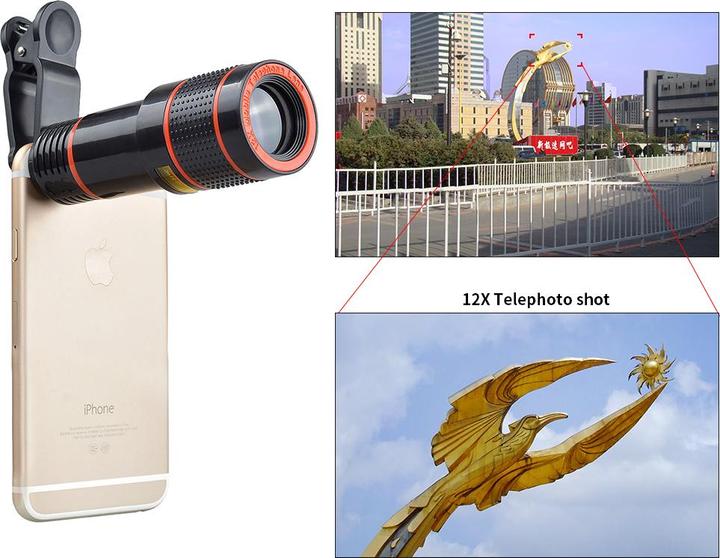 Produktbild PhoneLook Smartphone Kamera Objektiv Teleskopclip 12 fachen optischen Zoom