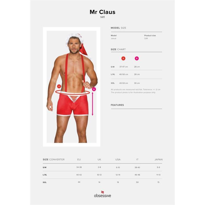 Actual product image Obsessive Mister Claus boxer shorts with braces and cap (L, XL)