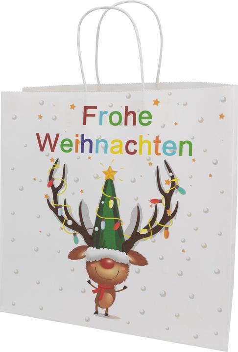 Produktbild Idena Geschenktasche Frohe Weihnachten/Elch mehrfarbig 28x28x15cm (Geschenktüte)