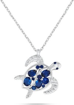 Brilio Silver - Gold-plated necklace Sea turtle with blue zircons NCL162YB