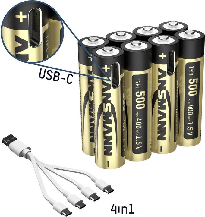 Immagine prodotto Ansmann 1311-0031 Batteria al litio ricaricabile micro (AAA) 400 mAh 1,2 V 8 pz. (8 pz., AAA, 400 mAh)