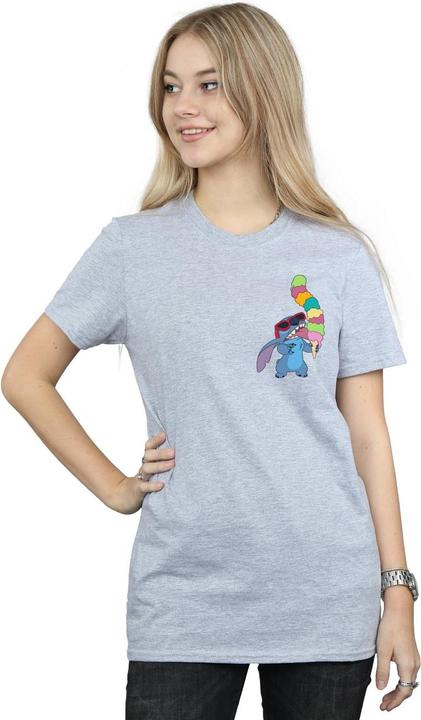 Actual product image Disney Womens/Ladies Lilo And Stitch Ice Cream Cotton Boyfriend T-Shirt (M)