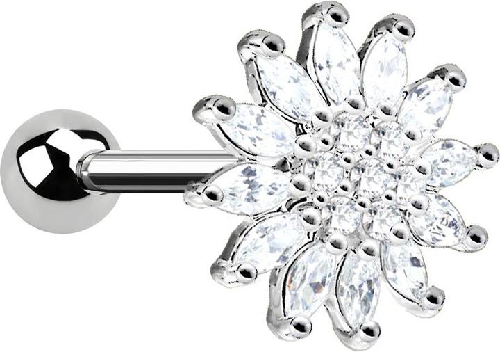 Image du produit Star Piercing Micro Barbell silber Kristallblume (Acier chirurgical 316L, Laiton)