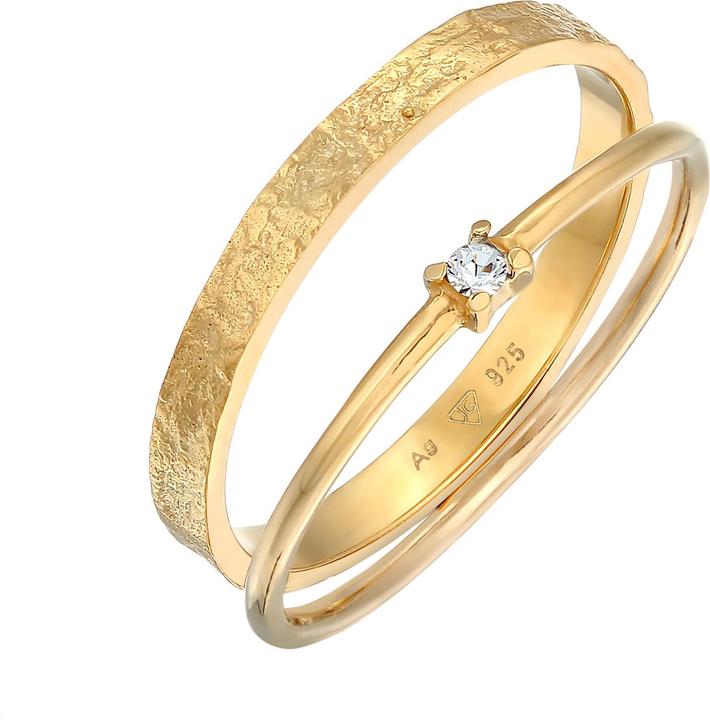 Elli Kristall Ring, Organic, Ring Set, Solitär-Ring (54, 925 Silber)