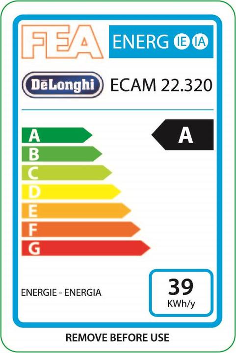 Energy Label De'Longhi ECAM 22.320.SB Magnifica S Plus