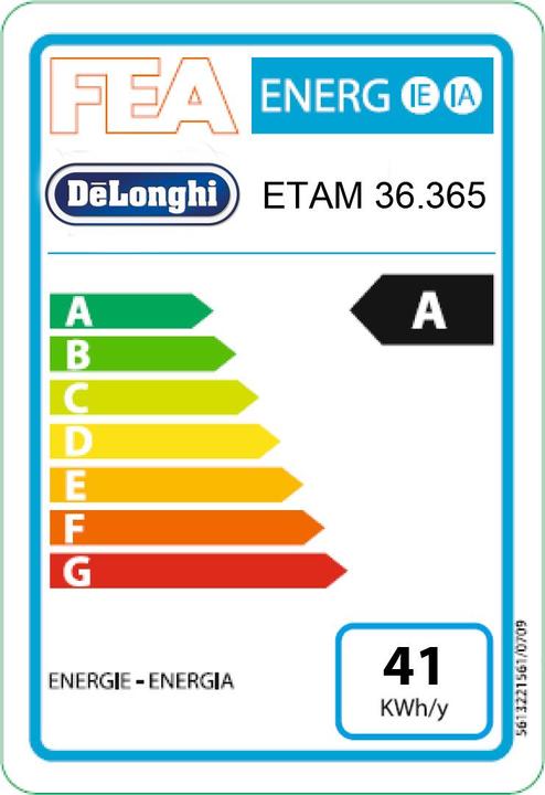 Energielabel De'Longhi ETAM 36.365.M Prima Donna XS De Luxe