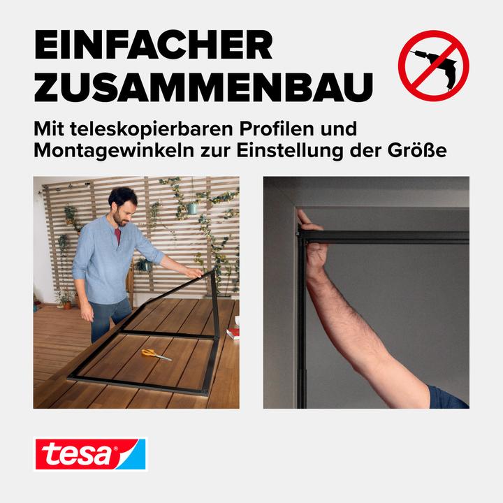 Produktbild tesa FALT Insektenschutz für Türen, grössenverstellbarer Alu-Rahmen, faltbar (100 x 220 cm)