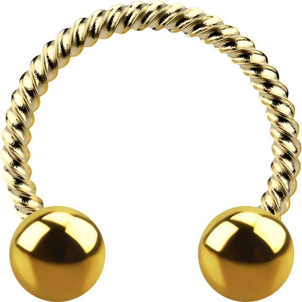 Star Piercing Circular Barbell vergoldet geflochten mit zwei Kugeln (Chirurgenstahl 316L, ohne Messing)