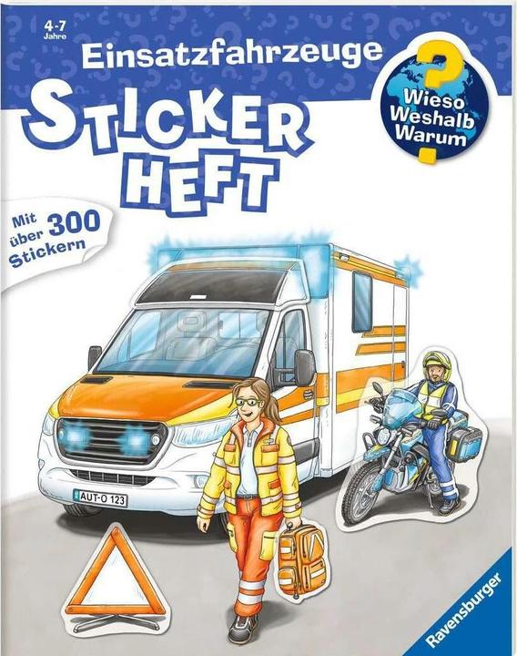 Actual product image Ravensburger Why? Why? Why? Sticker booklet: Emergency vehicles