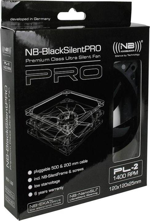 Produktbild Noiseblocker Black Silent Pro-Series PL2 (120 mm, 1 x)
